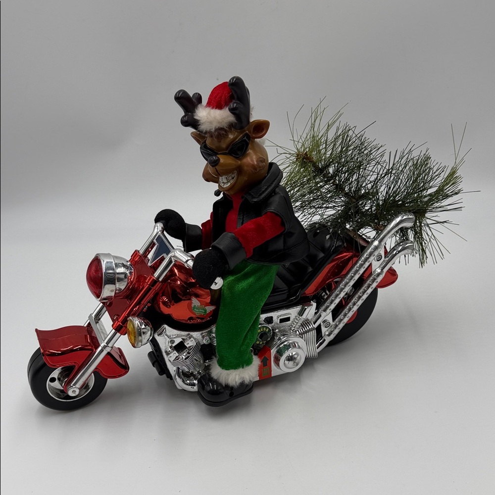 Animated Musical Biker Santa Santa Clause Decoration Christmas Holiday TESTED